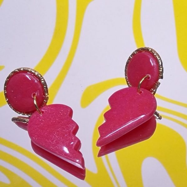 Berry Broken Heart Studs